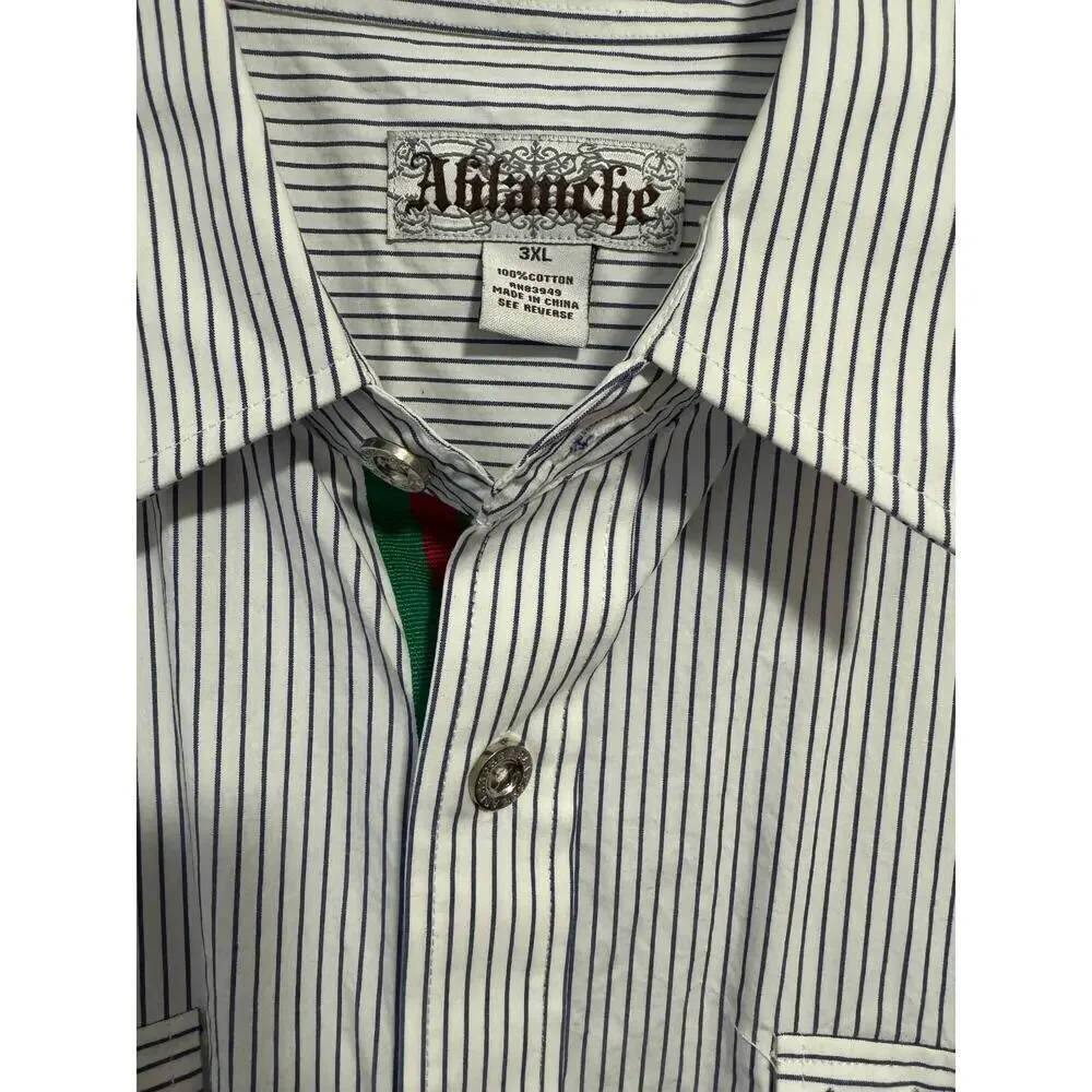 Vintage Ablanche men’s 3X military style blue & white shirt like new.